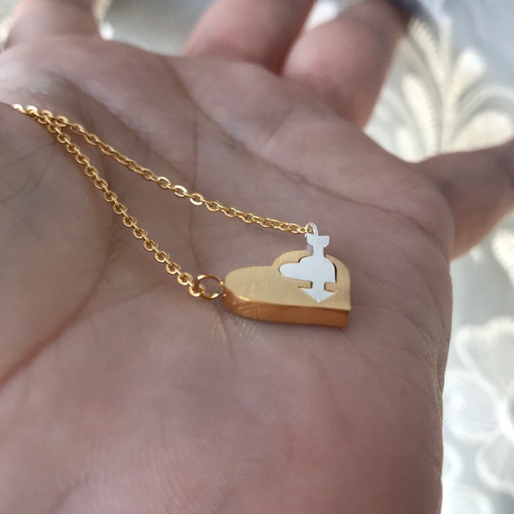 💘Arrow Heart Necklace gold & silver - Picture 5 of 5